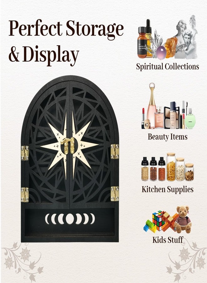 FNYDOX Crystal Display Shelf for Wall, Crescent Moon Phase Wall Shelf Decor, Wooden Storage Organizer for Stones Collection Essential Oil Display, Arch Crystal Holder Shelf for Meditation Room - Image 5